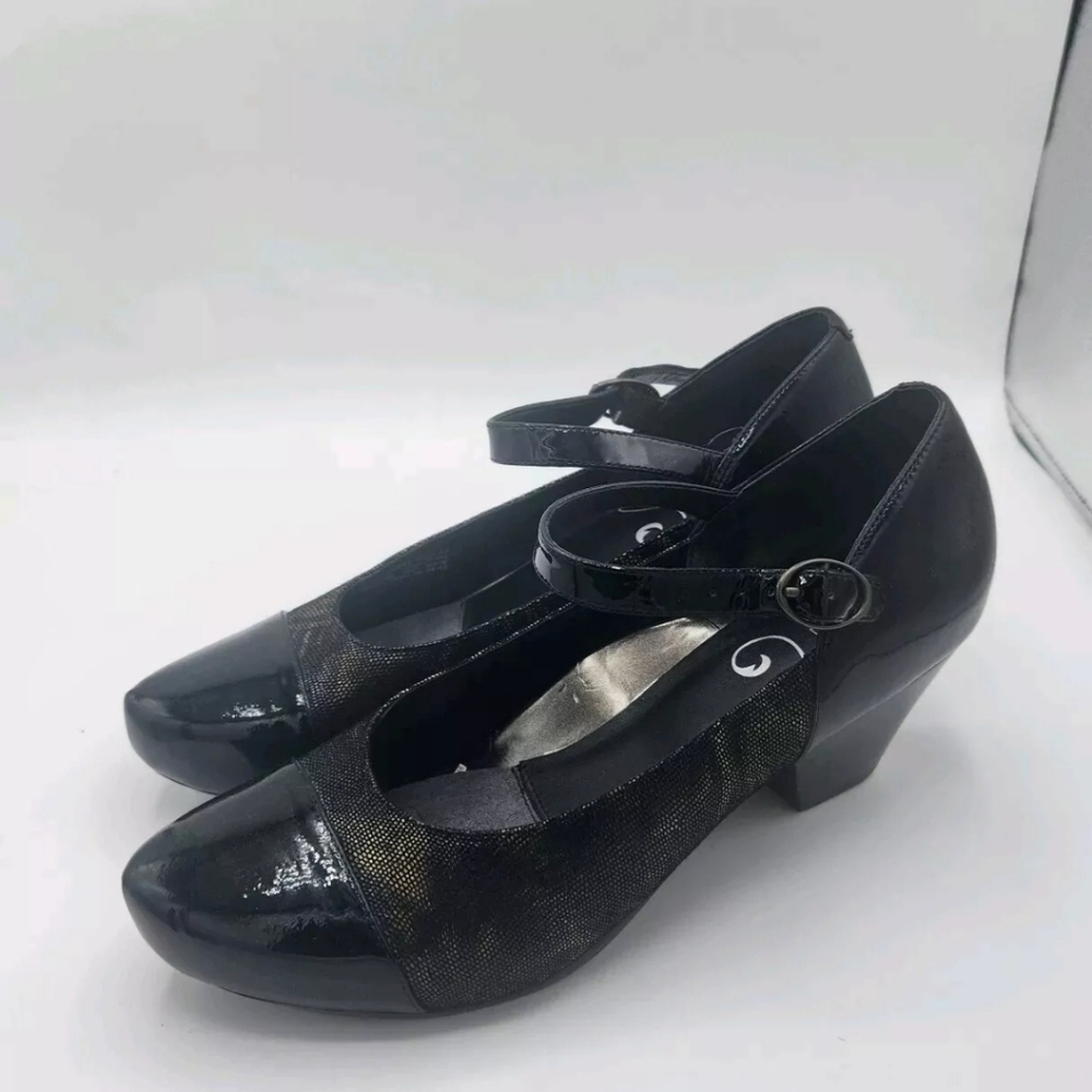 Dansko Bonnie Coffee Swirl & Black Patent Leather Mary Jane Heels Size 40 10